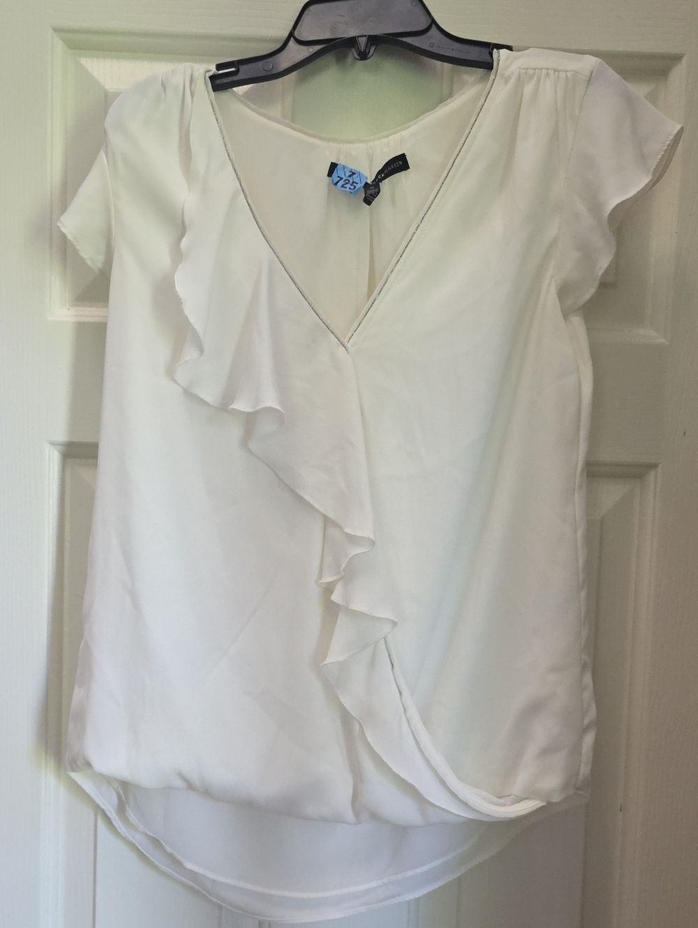 Chiffon Ruffle V-Neck Women's Top - White